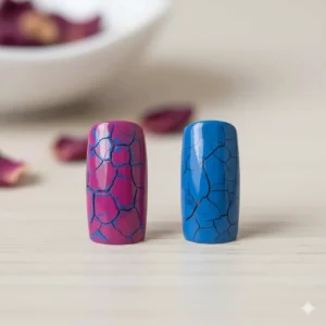 Illustration showing the importance of a contrasting base coat to enhance the crackle nail polish effect.