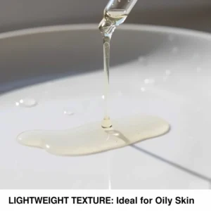 A visual representation of a thin, watery cleansing oil texture ideal for oily skin types.