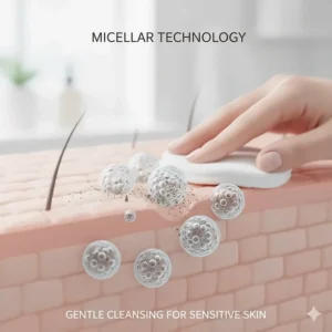 Diagram showing how micelles trap dirt and oil, making it the best micellar water for sensitive skin without rubbing.
