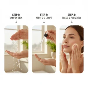 Step-by-step guide on applying serum to damp skin for maximum plumping effects.