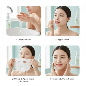 Step-by-step guide on applying a Korean sheet mask for maximum hydration benefits.