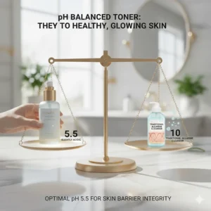 A scale showing a Korean essence toner at a slightly acidic pH level of 5.5 to maintain healthy, glowing skin.