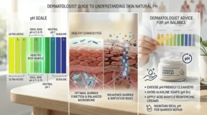 Chart illustrating the importance of maintaining a slightly acidic pH for a healthy skin barrier.