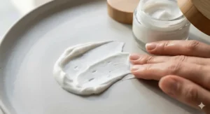 A thick, velvety moisturizer swatch showing the dense consistency required for dry skin relief.