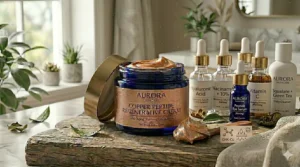 A visual representation of inflamed, irritated skin being calmed and soothed by anti-inflammatory copper peptide cream benefits.