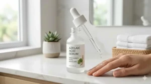 An illustration of an azelaic acid bottle, a dermatologist-approved pregnancy safe retinol substitute for treating acne and hyperpigmentation.