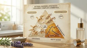 An illustration of the ideal lipid ratio in skin barrier ceramide complex cosmetics for optimal absorption.