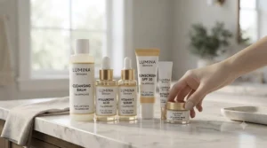 Leak-proof travel containers from a premium TSA approved skincare set designed for carry-on luggage.