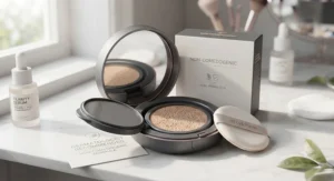Dermatologist-recommended non-comedogenic cushion foundation suitable for oily, acne-prone skin.