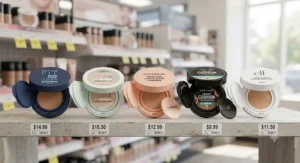 Selection of top-rated, budget-friendly cushion foundations for oily skin available at US drugstores.