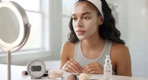 Letting translucent powder sit and bake on the skin for five minutes