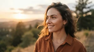 Capturing the radiant finish of a cream highlighter for a natural dewy look at sunset