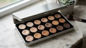 A versatile contour palette under $20 displaying cool and warm tones for diverse skin undertones.