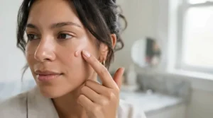 Moisturizing cream bronzer application using fingers on dry skin for seamless melt