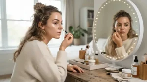 Using a face primer for large pores as a pore-blurring face base before applying makeup.