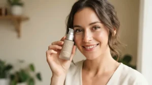 Preparing the complexion with a hydrating face primer for dry skin before applying cosmetics